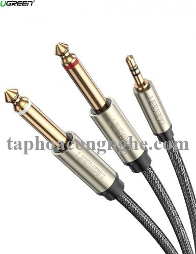 Ugreen 10618 3M màu xám cáp 3.5mm TRS ra 2 cổng 6.35mm TS AV126 30010618